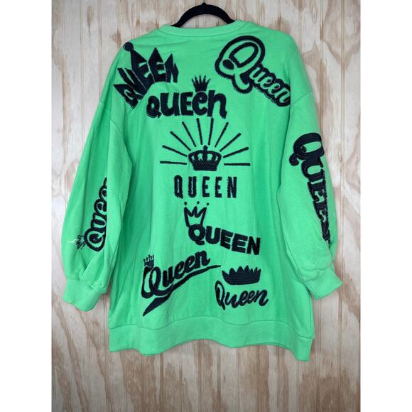 QUEEN OF SPARKLES Green and Black sweater dress size Small - Picture 2 of 10